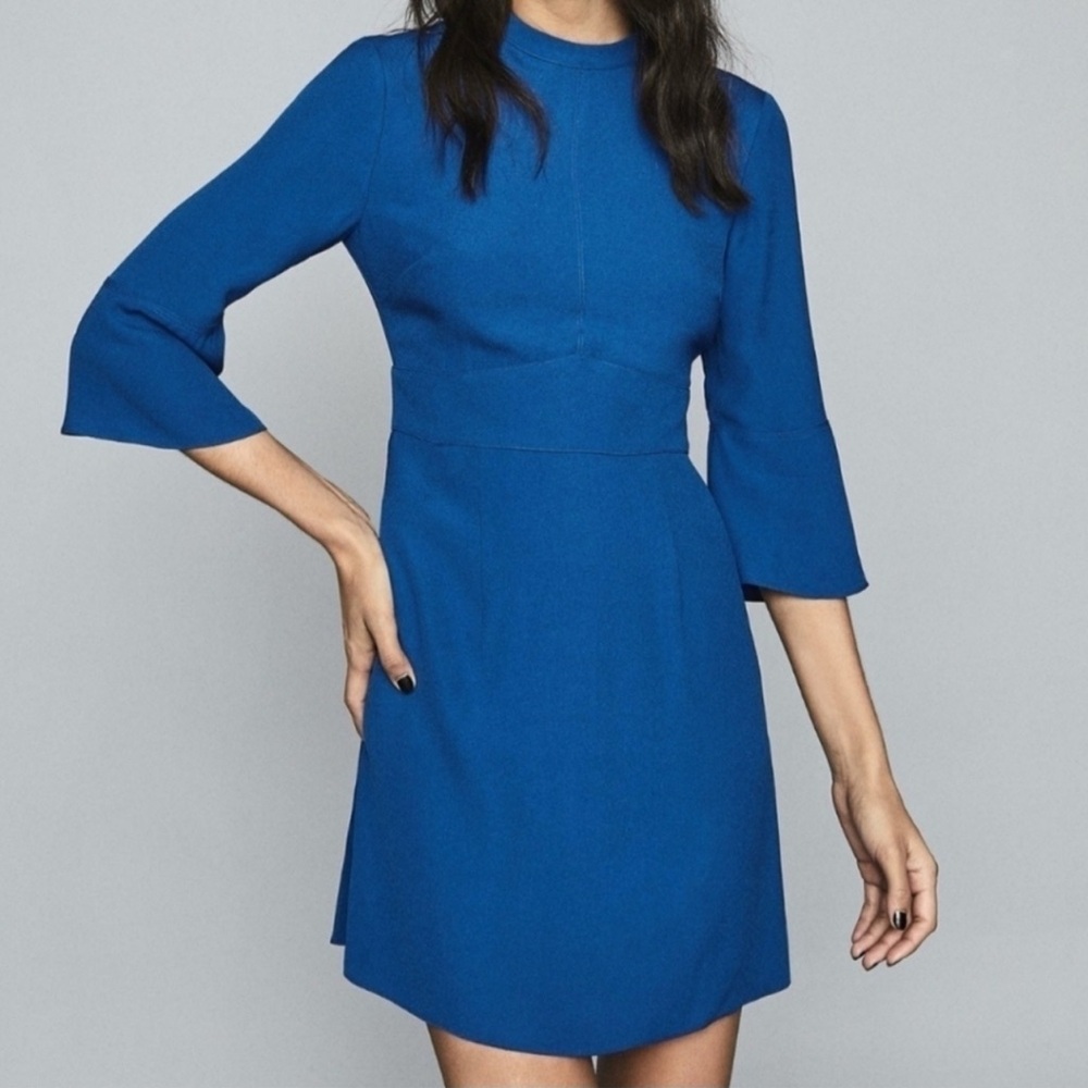 Reiss Cora Bell Sleeve Cobalt Blue Shift Dress